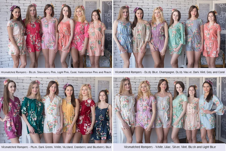 Mismatched Rompers By Silkandmore Bridesmaids Gifts, Bridesmaid Rompers, Bridal Party Rompers, Getting Ready Rompers, Playsuits image 10