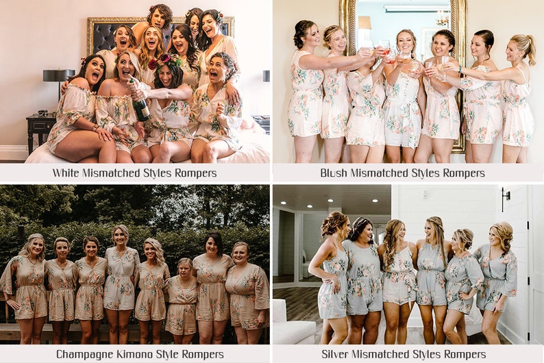 Bridal Party Rompers Bridesmaid Rompers Dreamy Angel Song pattern Bridesmaids Gifts Light Blue Belted Slip Style Rompers