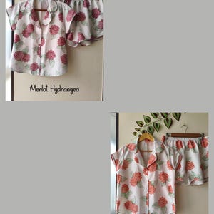 Neue Hortensien PJs - Pj Sets mit gekerbtem Kragen im blühendem Hortensien Muster - Brautjungfern Pjs Bild 19