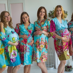 Moeders in licht Blue Floral Prints, moederschap gewaad, levering gewaad, Labor Gown, Hospital Gown, Baby douchegift, Nursing Gown, zwangerschap Robe