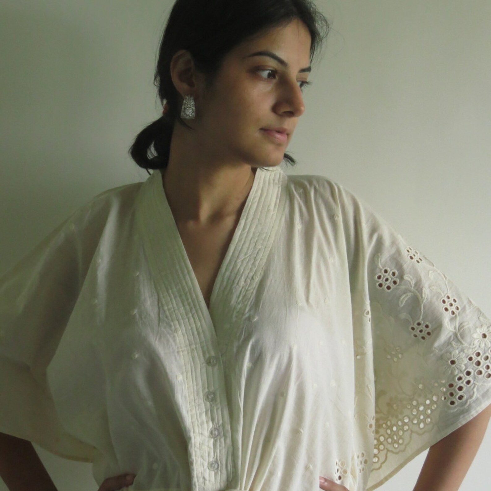 Ivory Eyelet Nursing Maternity Hosptial Gown Delivery Kaftan Etsy