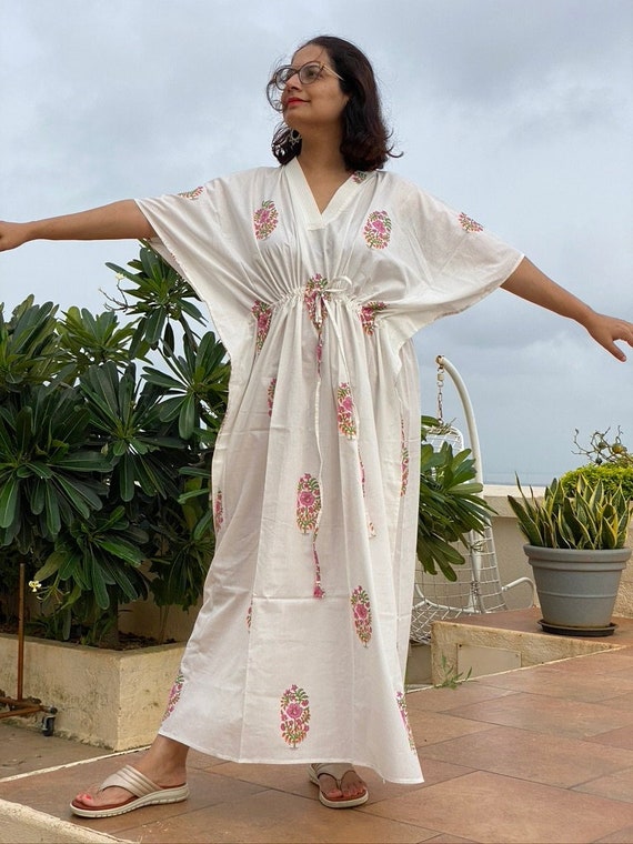 white christmas dresses Handcrafted Bagru Block Print Cotton Voile Dress – The Blue Poppy Project main image 0