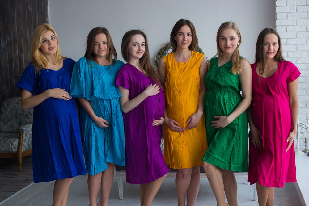Bright Solid Birthing Gowns Labor Gowns Delivery Gowns Hospital Gowns Nursing Gown Feeding Gown Maternity Gown Silkandmore Maternity Etsy UK
