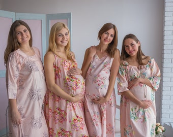 Stork Dreams Blush – Camisola de maternidade, camisola de maternidade, vestido de cama de maternidade, camisola de gravidez, pijama de gravidez, presente de chá de bebê