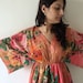 Buttoned Butterfly Sleeves Empire Waist Floral Kaftan Dress Summer Dress Long Maxi loungewear beachwear Maternity Dress Bridesmaids Robe