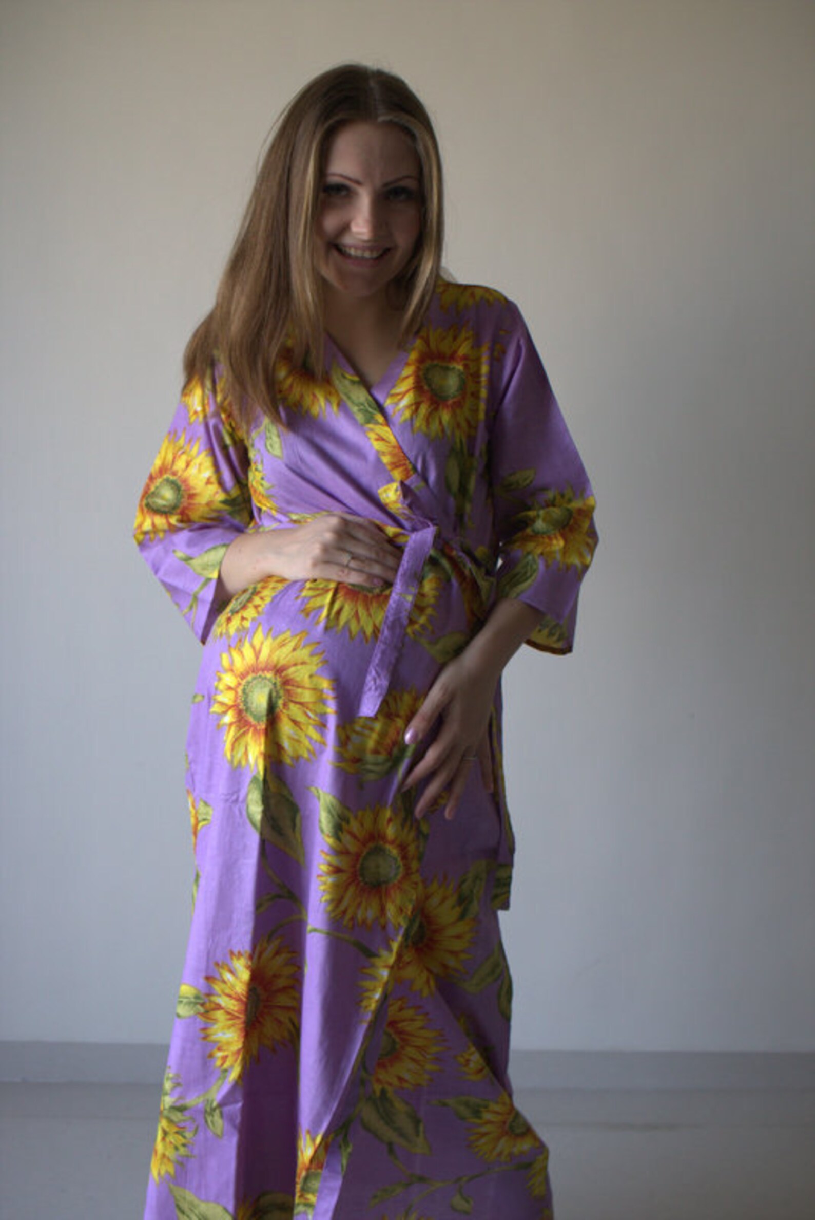 Lilac Sunflower Ankle Length Maternity Robe Hospital Gown - Etsy