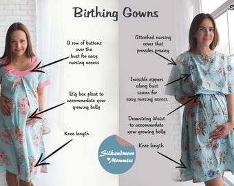 Light Blue Birthing Gowns Labor Gowns Delivery Gowns Hospital Gowns Nursing Gowns Feeding Gowns Maternity Gown Silkandmore Maternity Etsy UK