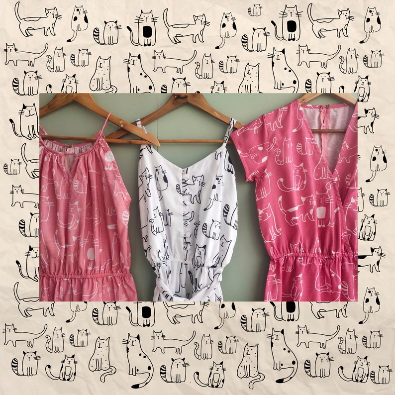 Feline Friends. Handdrawn Cute Cats Pattern Robes / Pjs / Etsy