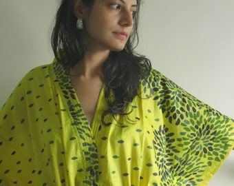 Yellow Abstract Floral Nursing Maternity Hosptial Gown Delivery Kaftan Great as loungewear getting ready, beachwear gift for moms to be moms