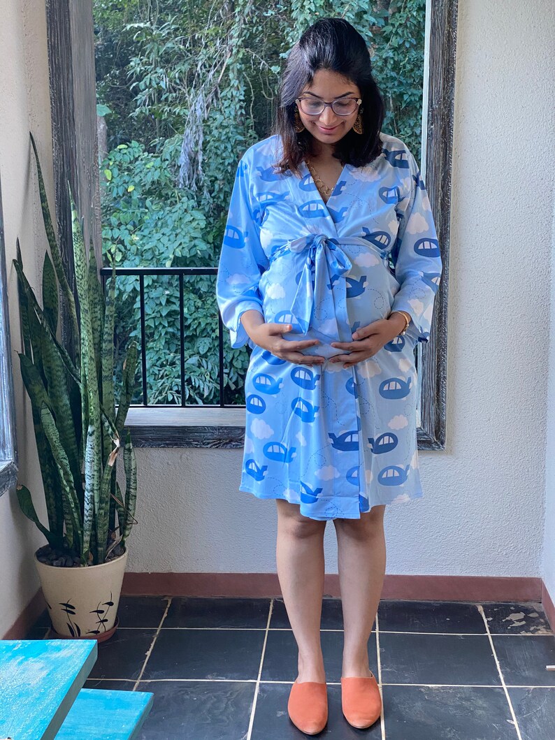 Aero Aero Airplanes Maternity Robe | Softest Jersey Knit Organic Cotton ...