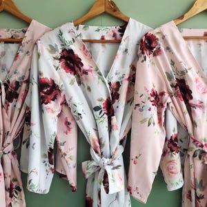 Color Love - Blush and Marsala. Hand-drawn Watercolor Flowers Pattern - Robes/ Pjs /Rompers - Bridesmaids Getting Ready Outfits