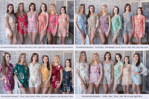 Gray off the Shoulder Rompers by Silkandmore Dreamy Angel Song Pattern  Bridesmaids Gifts, Bridesmaids Rompers, Bridal Party Rompers 
