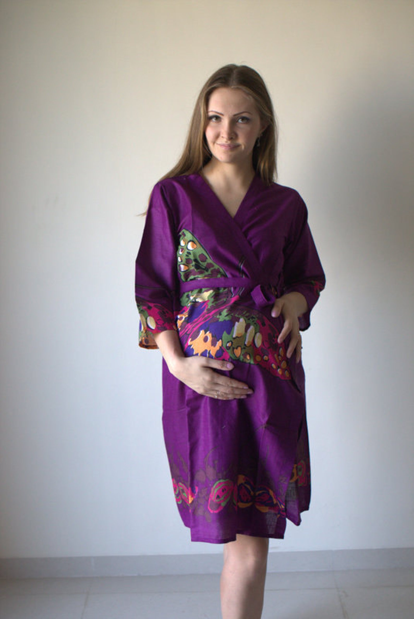 Purple Butterfly Maternity Robe Hospital Gown Delivery Robe Etsy