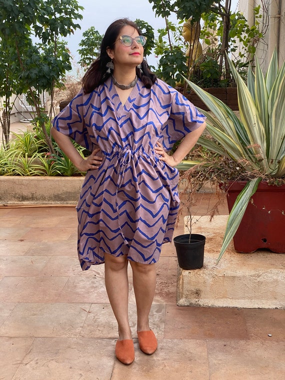 Chevron Knee Length Caftan - Softest Cotton Free Flowing Kaftan Dress -  Perfect as House Dress, Lounge Wear, Beachwear, Muumuu, Mumu - Etsy Denmark