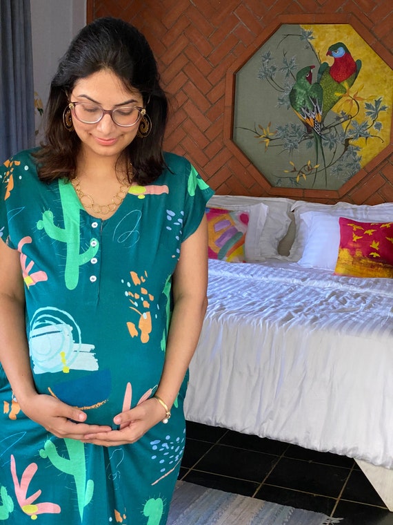 organic cotton nursing dress Frugi Organic Cotton Parsley Print Nursing Dress