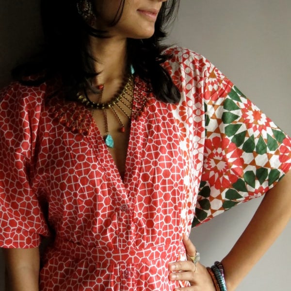 Sakura long front Button Closure Kaftan - Perfect as bridesmaids gifts, getting ready robes, beachwear, nursing, dressing gown