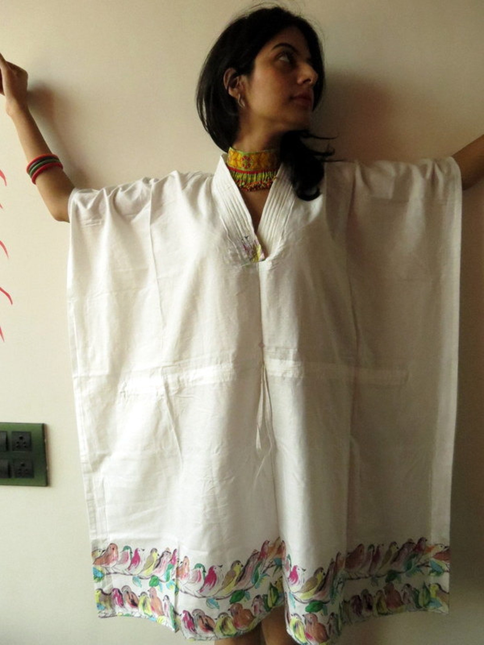 White Monochrome Short Kaftan