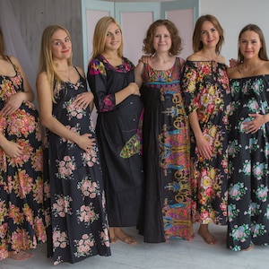 Ooievaar dromen Black - moederschap Nachthemd moederschap nachtjapon, moederschap Bed Gown, zwangerschap Pyama, zwangerschap Pjs, Baby douchegift
