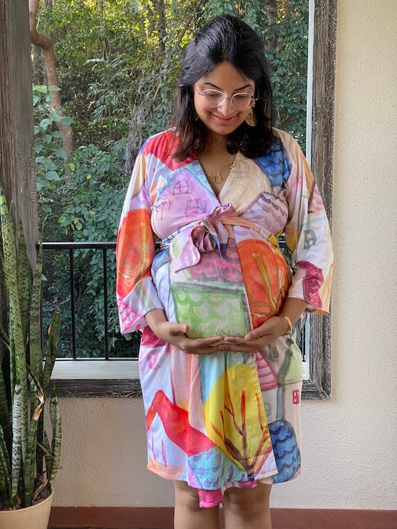 Colorful Streets Maternity Robe Softest 