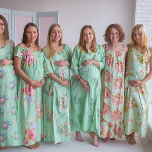 Ooievaar dromen Mint - zwangerschaps Nachthemd moederschap nachtjapon, moederschap Bed Gown, zwangerschap Pyama, zwangerschap Pjs, Baby douchegift
