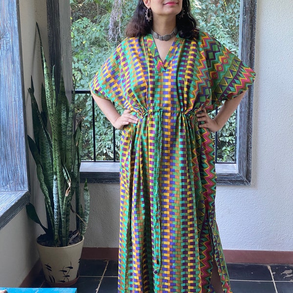 Diamond Aztec Kaftan - Weichstes frei fließendes Baumwoll-Kaftankleid - Perfekt als Hauskleid, Loungewear, Bademode, muumuu, mumu