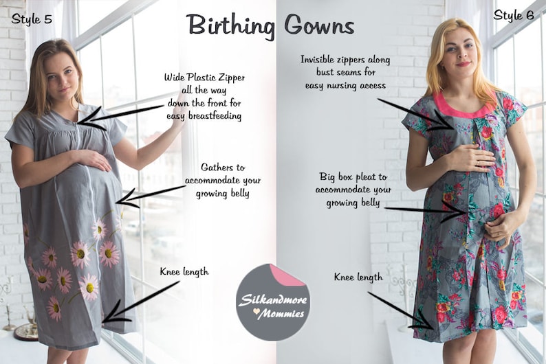 Delivery Gowns Gray Birthing Gowns Maternity Gowns Labor Gowns Feeding Gowns Nursing Gowns Hospital Gowns Silkandmore Maternity