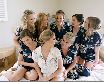 Navy Blue Pj Sets - Notched Collar Style Pj Sets in Angel Song Pattern - Bridesmaids Pjs - Bridesmaids Pajamas - Bridal Party Pjs