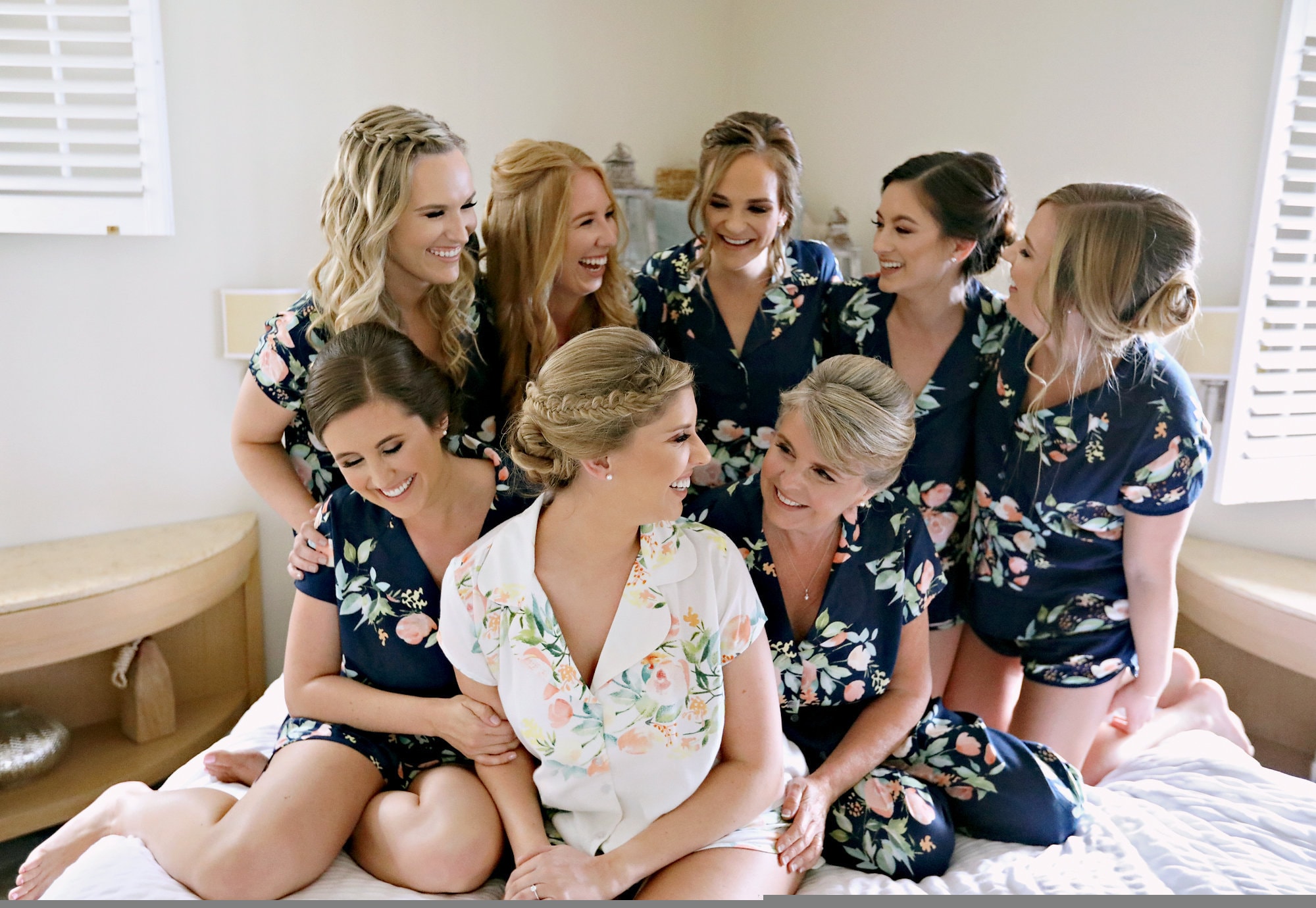 Navy Blue Pj Sets - Notched Collar Style Pj Sets in Angel Song Patter…