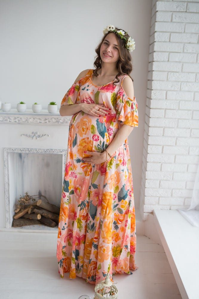 Blush Floral Maternity Maxi Dress Maternity Summer Dress | Etsy