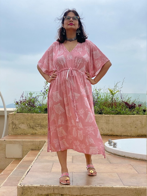 Owling Away in Rosegold timeless Style Caftan Soft Jersey Knit