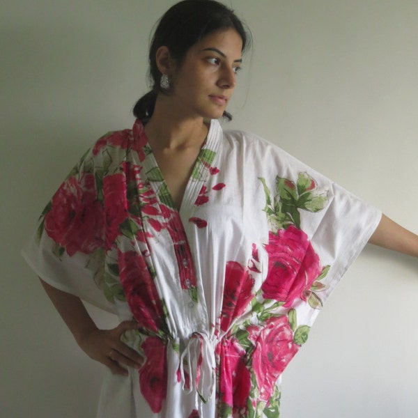 White Pink Floral Nursing Maternity Hosptial Gown Delivery Kaftan Great as loungewear getting ready as beachwear gift for moms n to be moms