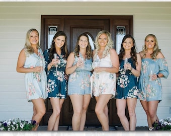 Mismatched Rompers By Silkandmore - Mismatched Style & Colors - Bridesmaids Gifts, Bridesmaids Rompers, Bridal Party Rompers, Getting Ready