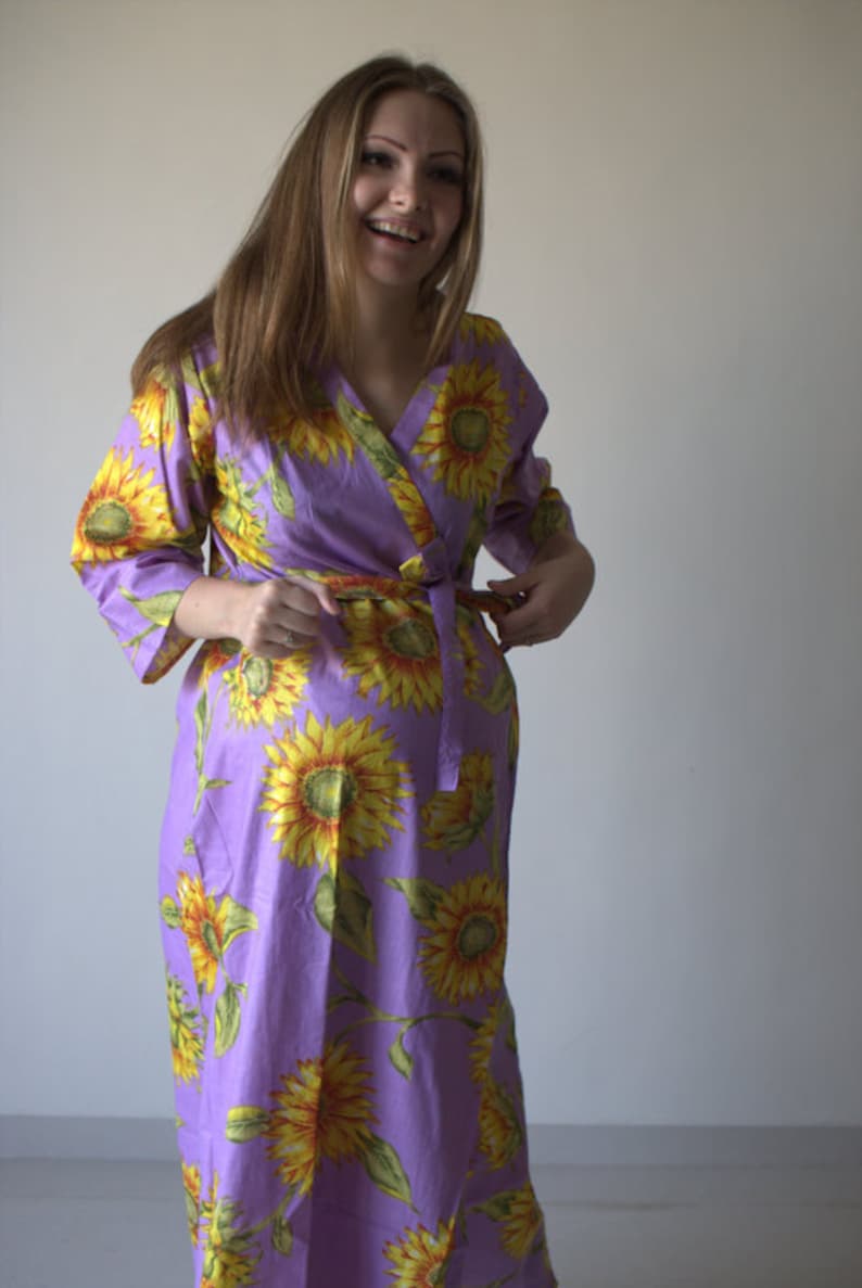 Lilac Sunflower Ankle Length Maternity Robe Hospital Gown - Etsy