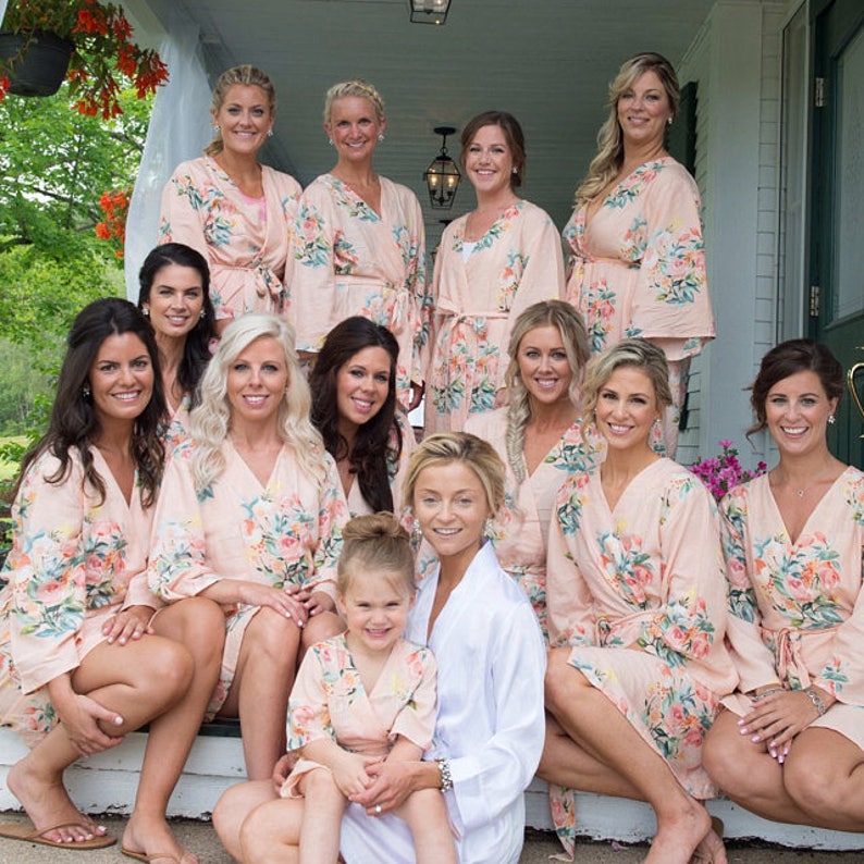 Premium Blush Bridesmaids Robes Perfect as getting ready robes Dreamy Angel Song Pattern Soft Rayon Fabric Better Design