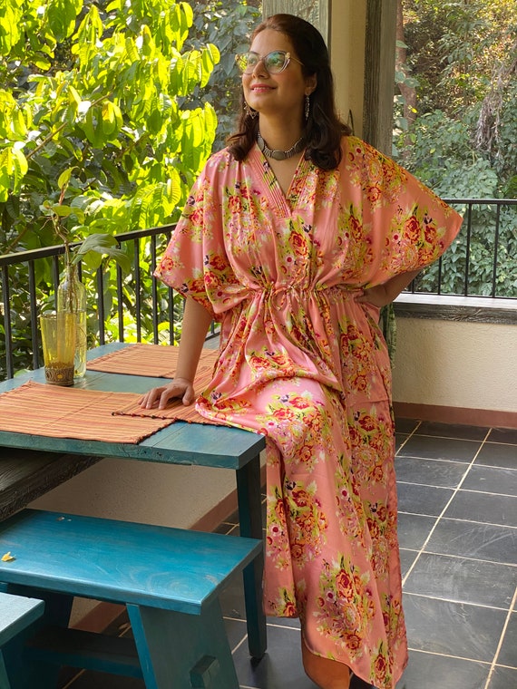 Silk Floral Posy Kaftan Pajamas to Live In Beachwear Caftan Spa Robe.make Great Anniversary or Birthday Gifts New Mom Gift Etsy UK