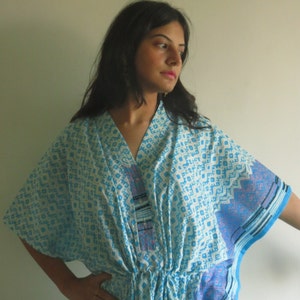 Light Blue Geometrical Nursing MaternityHosptial Gown DeliveryKaftan Perfect loungewear getting ready beachwear gift for moms and to be moms