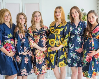 Moms in Navy Blue, Maternity Robe, Delivery Robe, Labor Gown, Hospital Gown, Baby Shower Gift, Nursing Gown Pregnancy Robe