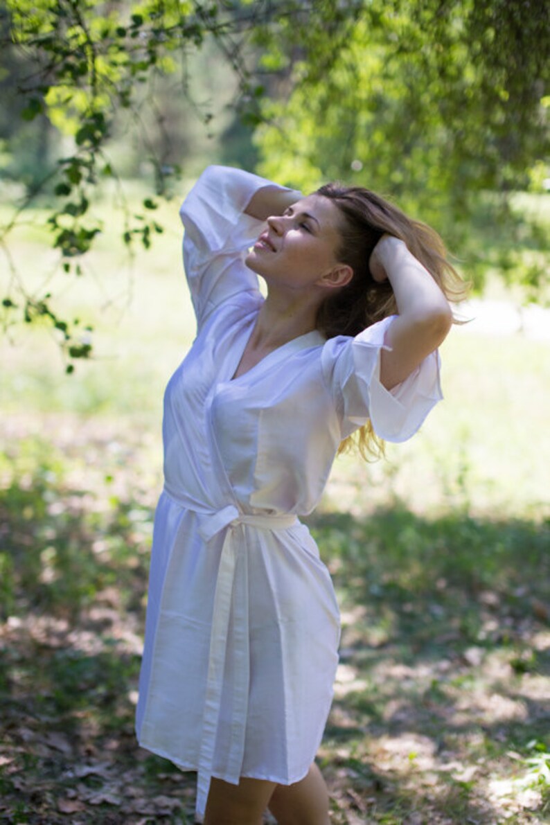 Solid Dark Green Satin Silk Bridesmaids Robes Kimono Style Etsy