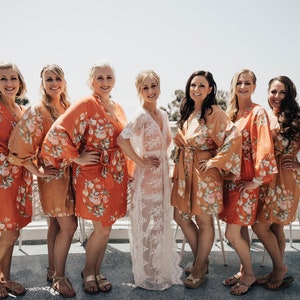 Robes in your wedding Colors - Rust and Copper - Premium Bridesmaids Robes - Dreamy Angel Song Pattern - Soft Rayon - Terracotta Wedding