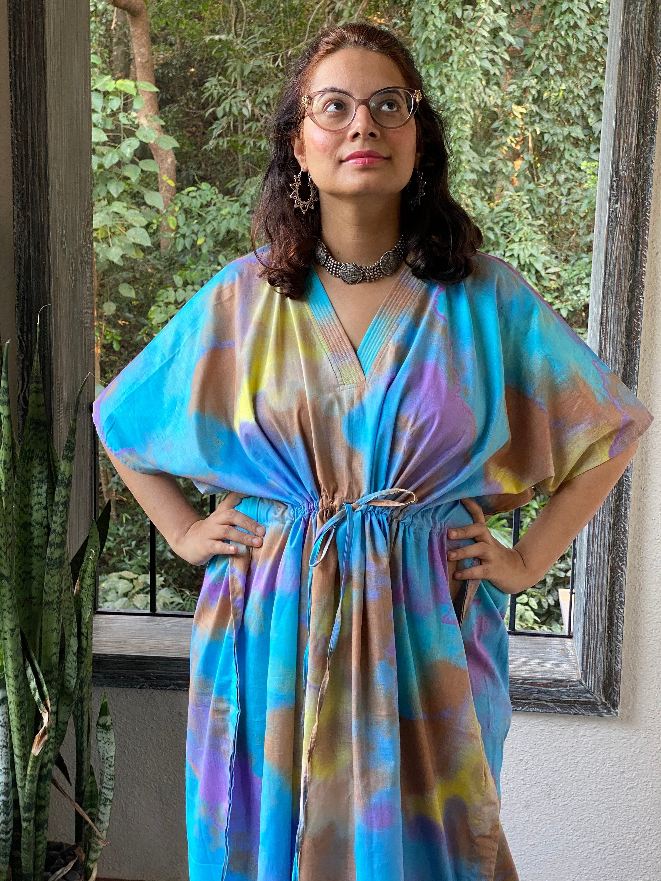 chinese dress ladies Long Muumuu Dress 3/4 Sleeve Kamamalu – Shaka Time Hawaii main image 1