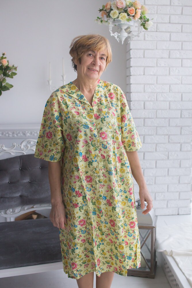 ZipFront Collared Housecoat for Elderly People Happy Etsy