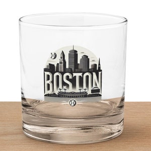 Boston Skyline Whiskey Glass - Iconic City Barware, Perfect Gift for Red Sox Fans, Unique Drinkware for Boston Lovers and Sports Enthusiast
