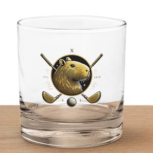 Unique Whiskey Glass with Capybara Golf Club Design – Perfect for Golfers & Whiskey Lovers, Fun Animal Theme Barware Gift