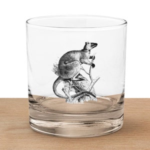 Copo de uísque gravado com canguru - presente exclusivo para amantes de animais, utensílios de bar inspirados na vida selvagem, copo de uísque com animais da floresta, decoração natural para casa