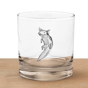 Copo de uísque Axolotl, presente para amantes de anfíbios, copo de bar peculiar, axolotl inspirado na natureza para entusiastas de uísque, copo de animal fofo