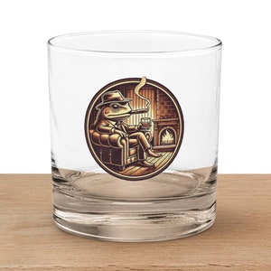 Frog Whiskey Rocks Glass for Bourbon and Cigar Enthusiasts, Classy Barware Gift, Premium Scotch Glass for Whiskey Lover
