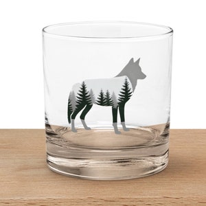 Copo de uísque Wolf - Tema de floresta Copo de uísque Wolf 11oz - Presente rústico para amantes de uísque - Copo exclusivo para entusiastas da natureza e da vida selvagem