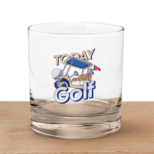 Golf Whiskey Glass for Men, Golf Gift for Dad, Golf Lover Gift, Etched Golf Tumbler, Golfer Rocks Glass, Golf Accessories Gift