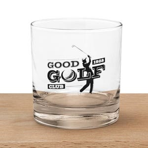 Golf Whiskey Glass for Men, Good Golf Club Glass, Golf Gift for Dad, Golfer Rocks Glass, Etched Golf Tumbler, Bourbon Glass Gift