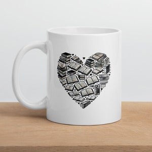 Book Lover Mug Heart of Books Design Gift for Readers Cozy Coffee Tea Mug Literature Enthusiasts Ceramic Mug Perfect for Bookworms